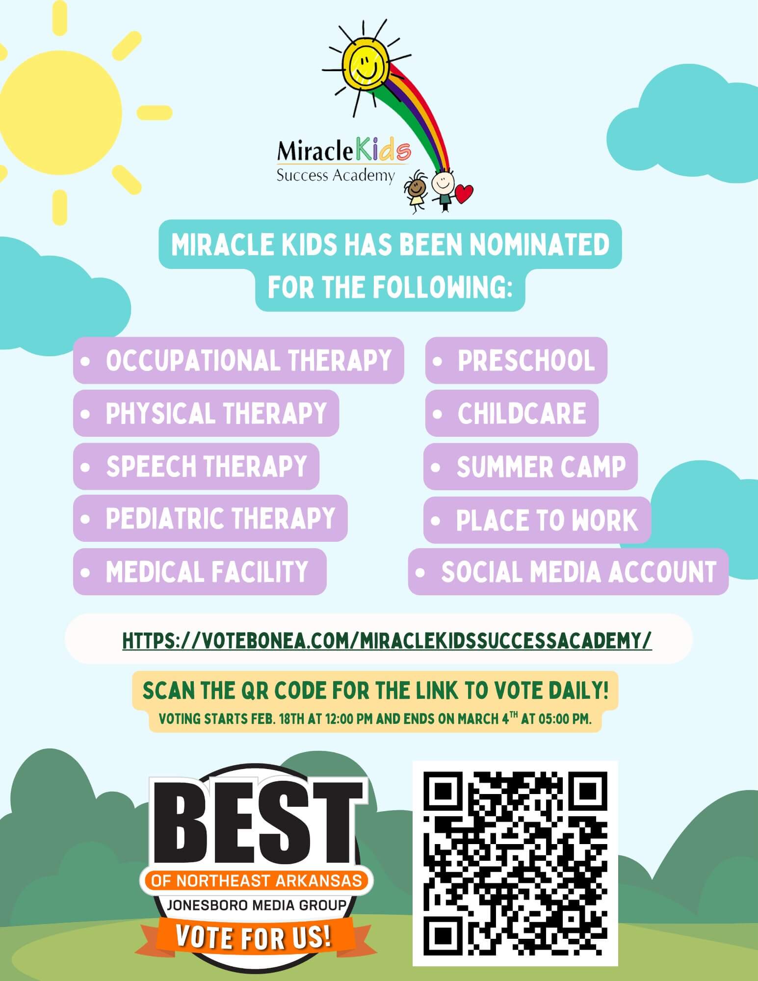 Vote Miracle Kids Success Academy Best of Northeast Arkansas