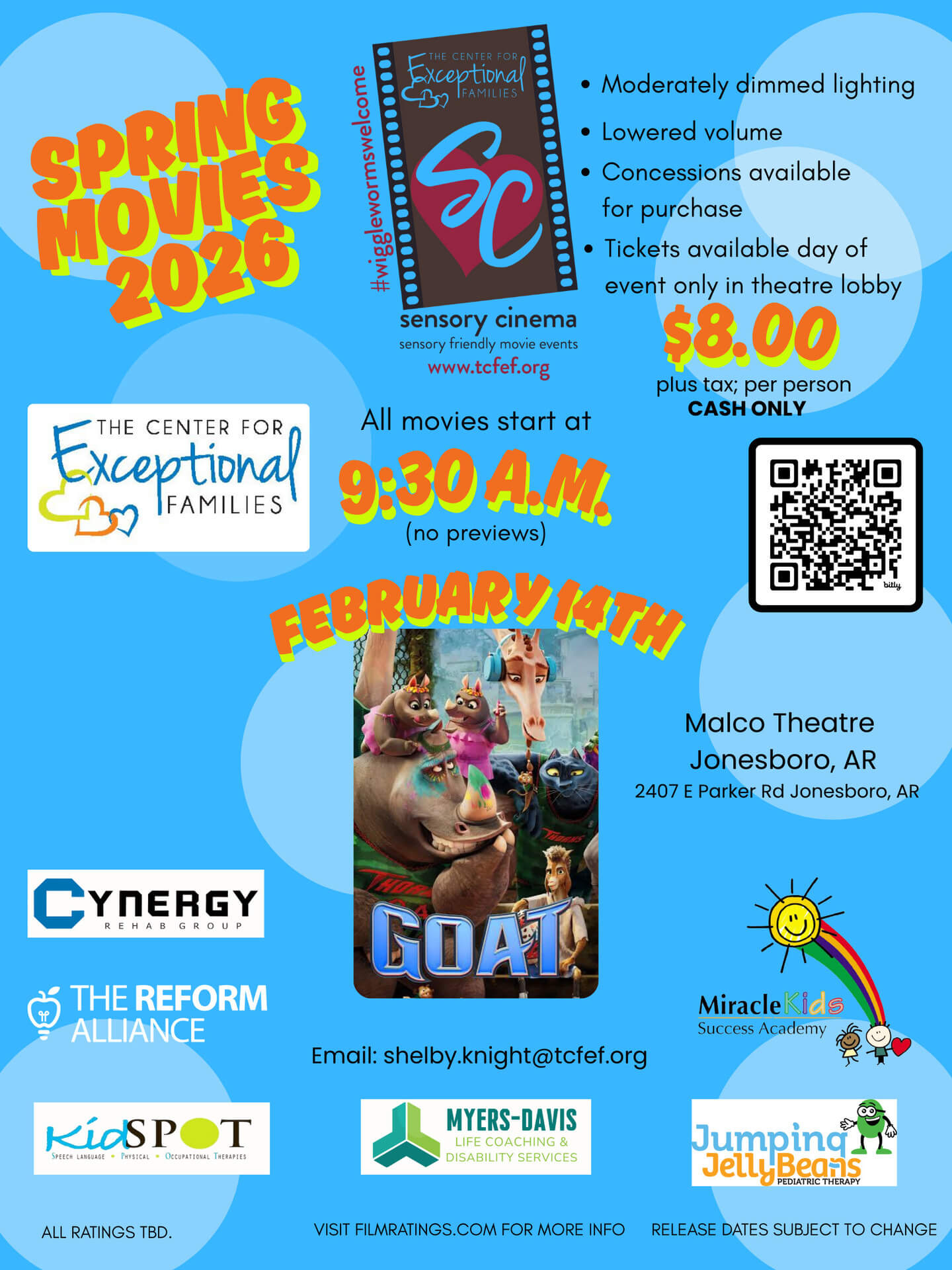Sensory Friendly Movie Events Feb. 14th 9:30am